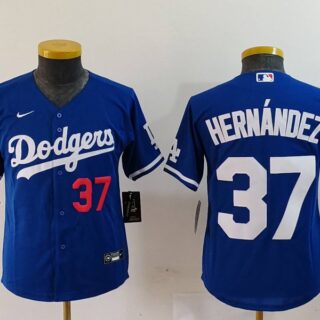 Youth Los Angeles Dodgers #37 Teoscar Hernandez Blue Stitched Baseball Jerseys