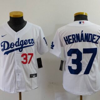 Youth Los Angeles Dodgers #37 Teoscar Hernandez White Stitched Baseball Jerseys