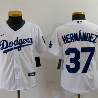 Youth Los Angeles Dodgers #37 Teoscar Hernandez White Stitched Baseball Jersey