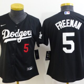 Youth Los Angeles Dodgers #5 Freddie Freeman Black 2022 Number Cool Base Stitched Nike Jersey