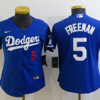 Youth Los Angeles Dodgers #5 Freddie Freeman Blue 2022 Number Cool Base Stitched Nike Jersey