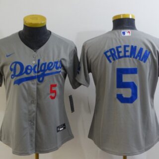 Youth Los Angeles Dodgers #5 Freddie Freeman Grey 2022 Number Cool Base Stitched Nike Jersey
