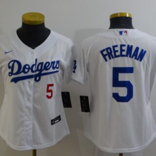 Youth Los Angeles Dodgers #5 Freddie Freeman White 2022 Number Cool Base Stitched Nike Jersey