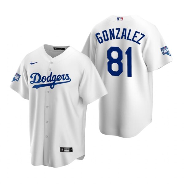 Youth Los Angeles Dodgers #81 Victor Gonzalez White 2020 World Series Champions Jersey