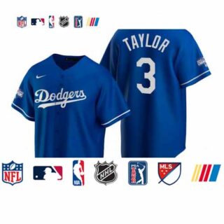 Youth Los Angeles Dodgers 3 Chris Taylor Royal 2020 World Series Champions Replica Jersey
