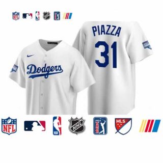 Youth Los Angeles Dodgers 31 Mike Piazza White 2020 World Series Champions Replica Jersey