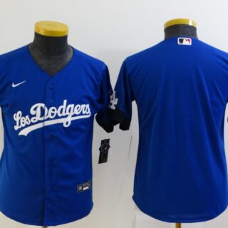 Youth Los Angeles Dodgers Blank Blue 2021 City Connect Cool Base Stitched Jersey