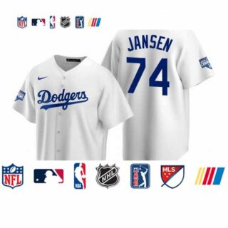 Youth Los Angeles Dodgers Kenley 74 Jansen White 2020 World Series Champions Replica Jersey