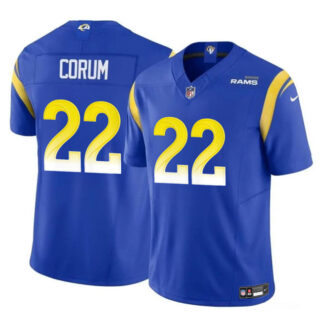 Youth Los Angeles Rams #22 Blake Corum Blue 2024 Draft F.U.S.E Vapor Untouchable Stitched Football Jersey