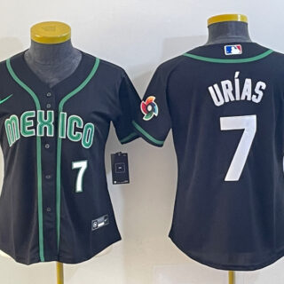 Youth Mexico Baseball #7 Julio Urías 2023 Black World Baseball Classic With Patch Stitched Jersey