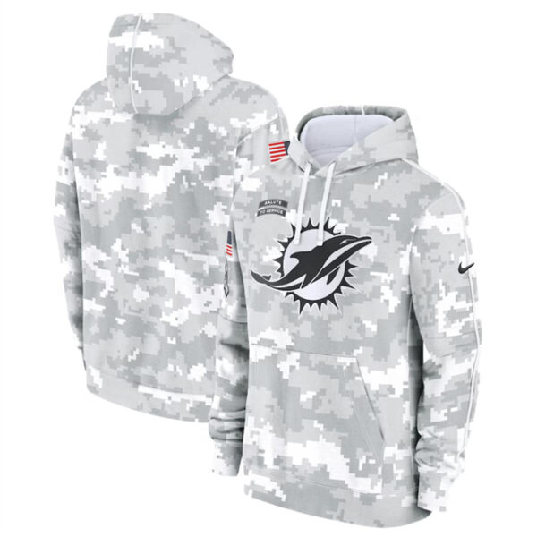 Youth Miami Dolphins 2024 White Gray Salute To Service Pullover Hoodie