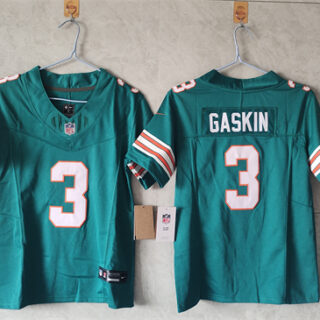 Youth Miami Dolphins #3 Myles Gaskin Aqua 2024 F.U.S.E Alternate Vapor Limited Stitched Football Jersey