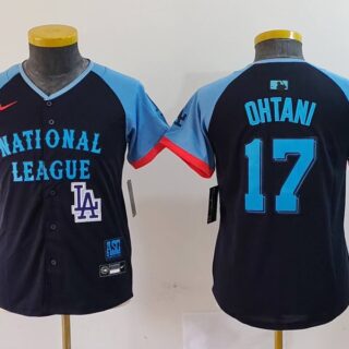 Youth National League #17 Shohei Ohtani Navy 2024 All-Star Limited Stitched Baseball Jerseys