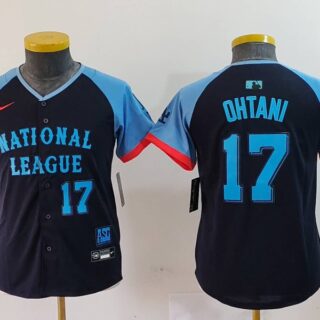 Youth National League #17 Shohei Ohtani Navy 2024 All-Star Limited Stitched Baseball Jerseys