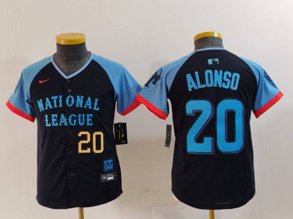Youth National League #20 Pete Alonso Navy 2024 All-Star Limited Stitched Baseball Jerseys