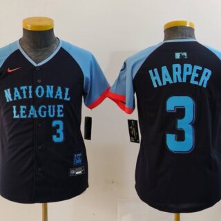 Youth National League #3 Bryce Harper Navy 2024 All-Star Limited Stitched Baseball Jerseys