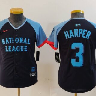 Youth National League #3 Bryce Harper Navy 2024 All-Star Limited Stitched Baseball Jerseys