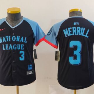 Youth National League #3 Jackson Merrill Navy 2024 All-Star Limited Stitched Baseball Jerseys