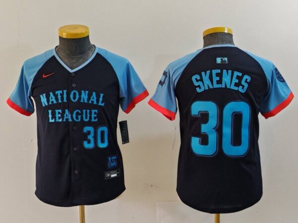 Youth National League #30 Paul Skenes Navy 2024 All-Star Limited Stitched Baseball Jerseys