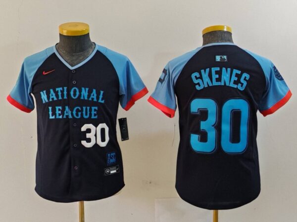 Youth National League #30 Paul Skenes Navy 2024 All-Star Limited Stitched Baseball Jerseys