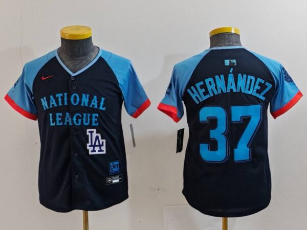 Youth National League #37 Teoscar Hernandez Navy 2024 All-Star Limited Stitched Baseball Jerseys