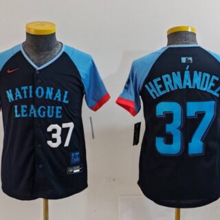 Youth National League #37 Teoscar Hernandez Navy 2024 All-Star Limited Stitched Baseball Jerseys