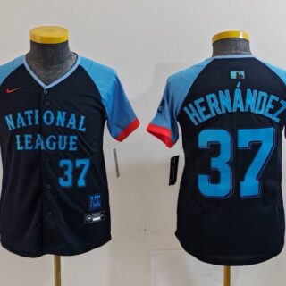 Youth National League #37 Teoscar Hernandez Navy 2024 All-Star Limited Stitched Baseball Jerseys