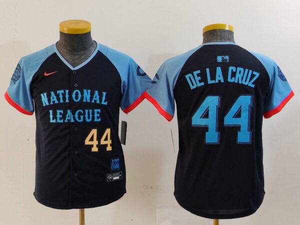 Youth National League #44 Elly De La Cruz Navy 2024 All-Star Limited Stitched Baseball Jerseys