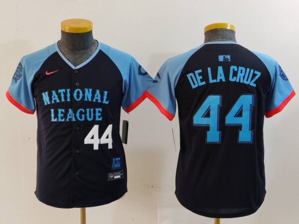 Youth National League #44 Elly De La Cruz Navy 2024 All-Star Limited Stitched Baseball Jerseys