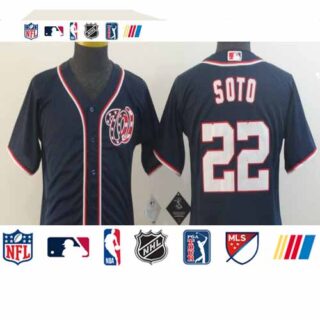 Youth Nationals 22 Juan Soto Navy Youth Cool Base Jersey