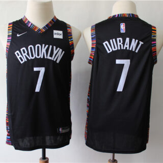 Youth Nets 7 Kevin Durant Black Youth City Edition Nike Swingman Jersey