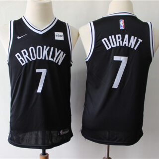 Youth Nets 7 Kevin Durant Black Youth Nike Swingman Jersey