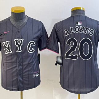 Youth New York Mets #20 Pete Alonso Graphite 2024 City Connect Limited Stitched Baseball Jersey(Run Small)