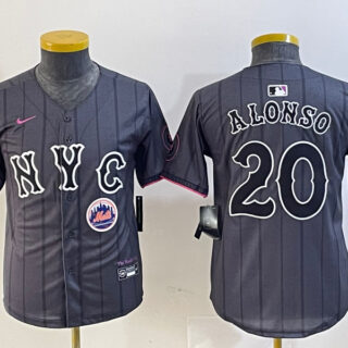 Youth New York Mets #20 Pete Alonso Graphite 2024 City Connect Limited Stitched Baseball Jersey(Run Small)