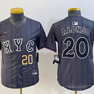 Youth New York Mets #20 Pete Alonso Graphite 2024 City Connect Limited Stitched Baseball Jersey