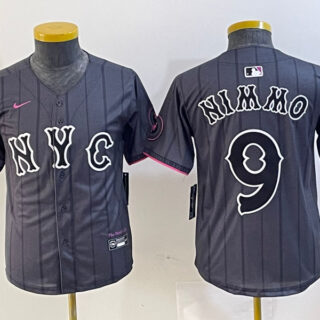 Youth New York Mets #9 Brandon Nimmo Graphite 2024 City Connect Limited Stitched Baseball Jersey