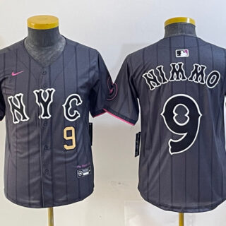 Youth New York Mets #9 Brandon Nimmo Graphite 2024 City Connect Limited Stitched Baseball Jersey