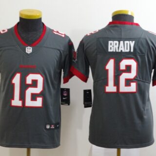 Youth Nike Buccaneers 12 Tom Brady Gray Youth New 2020 Vapor Untouchable Limited Jersey