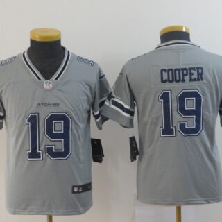 Youth Nike Cowboys 19 Amari Cooper Gray Youth Inverted Legend Limited Jersey