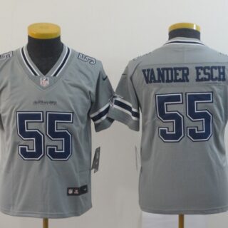 Youth Nike Cowboys 55 Leighton Vander Esch Gray Youth Inverted Legend Limited Jersey