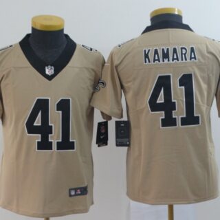 Youth Nike Saints 41 Alvin Kamara Cream Youth Inverted Legend Limited Jersey