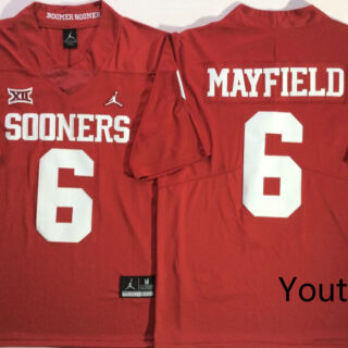 Youth Oklahoma Sooners 6 Baker Mayfield Red Youth College Football Jersey