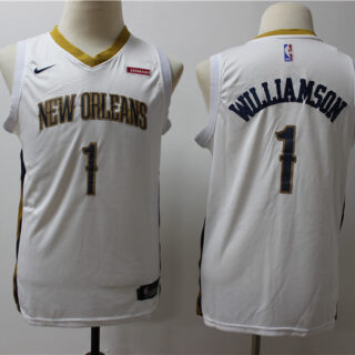 Youth Pelicans 1 Zion Williamson White Youth Nike Swingman Jersey
