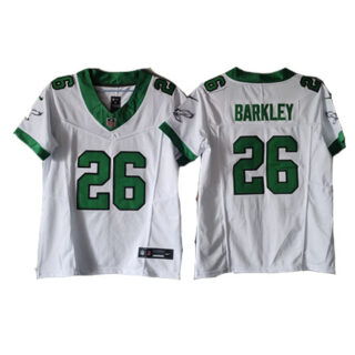 Youth Philadelphia Eagles #26 Saquon Barkley White Green 2023 F.U.S.E Vapor Untouchable Limited Stitched Football Jersey