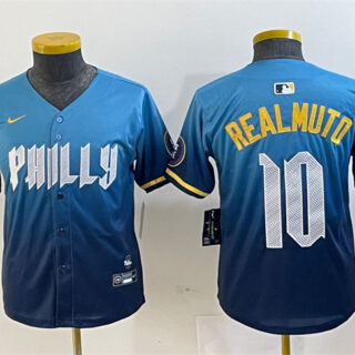 Youth Philadelphia Phillies #10 J.T. Realmuto Blue 2024 City Connect Limited Stitched Baseball Jersey