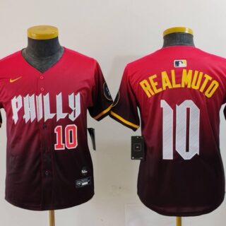 Youth Philadelphia Phillies #10 J.T. Realmuto Red 2024 City Connect Limited Stitched Baseball Jerseys