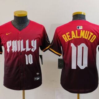 Youth Philadelphia Phillies #10 J.T. Realmuto Red 2024 City Connect Limited Stitched Baseball Jerseys