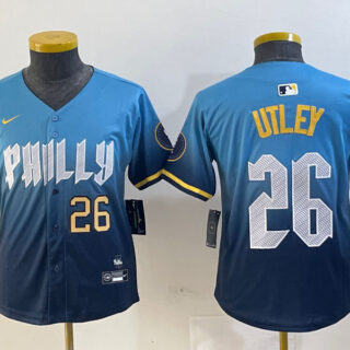 Youth Philadelphia Phillies #26 Chase Utley Blue 2024 City Connect Limited Stitched jerseys