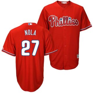 Youth Philadelphia Phillies #27 Aaron Nola Red Cool Base MLB Jersey