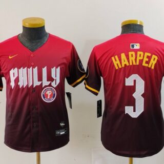 Youth Philadelphia Phillies #3 Bryce Harper Red 2024 City Connect Limited Stitched Baseball Jerseys